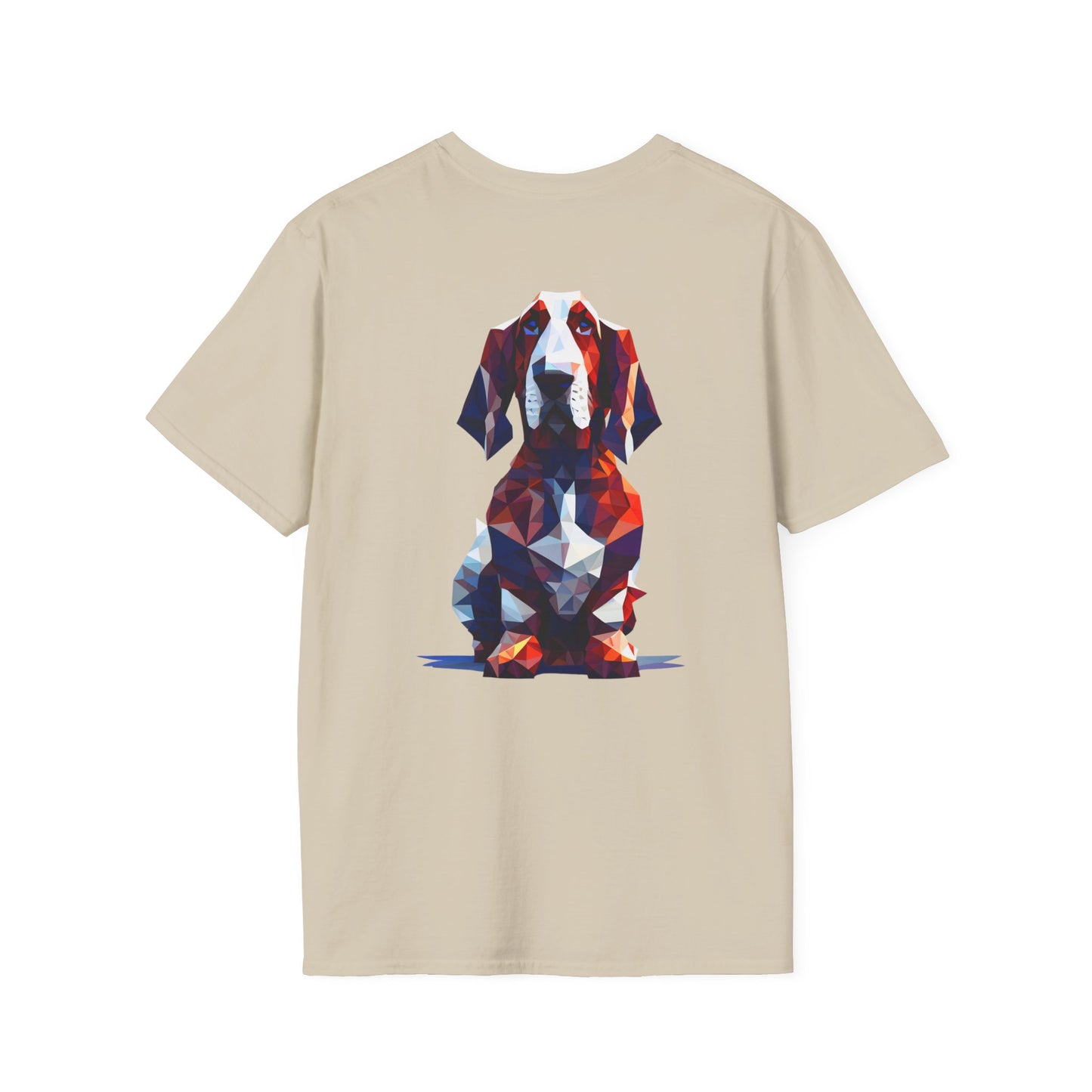 Polygon Style Pop Art Basset Hound T-Shirt - Pocket & Large Back Print