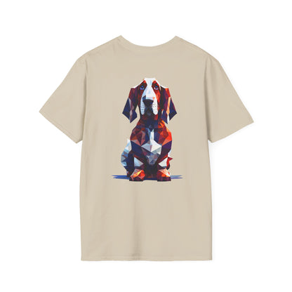 Polygon Style Pop Art Basset Hound T-Shirt - Pocket & Large Back Print
