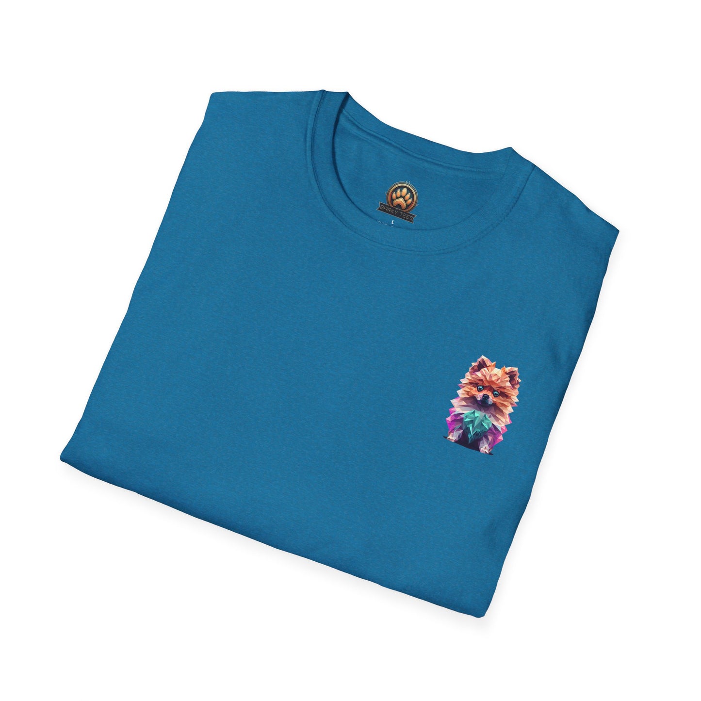 Polygon Pomeranian Dog T-Shirt - Pocket & Large Back Print