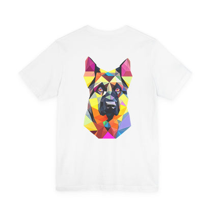 Polygon Style Pop Art German Shepherd Dog T-Shirt - Pocket & Large Back Print