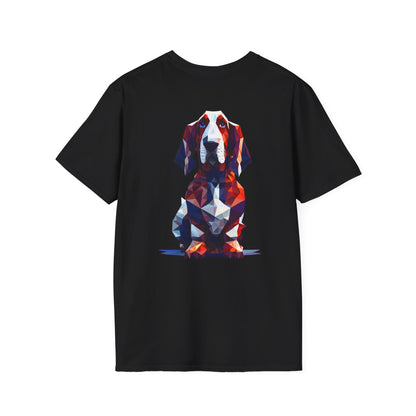 Polygon Style Pop Art Basset Hound T-Shirt - Pocket & Large Back Print