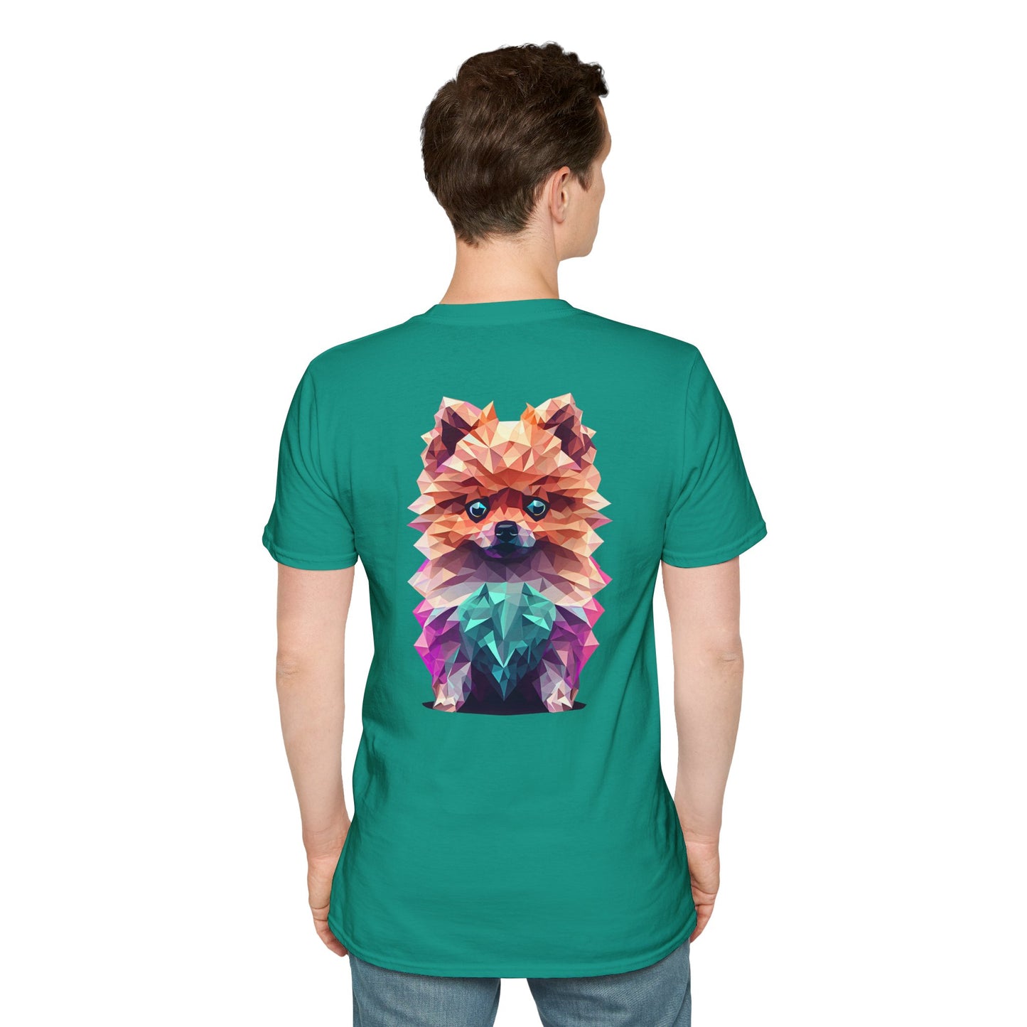 Polygon Pomeranian Dog T-Shirt - Pocket & Large Back Print