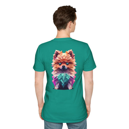 Polygon Pomeranian Dog T-Shirt - Pocket & Large Back Print
