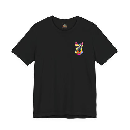 Polygon Style Pop Art German Shepherd Dog T-Shirt - Pocket & Large Back Print