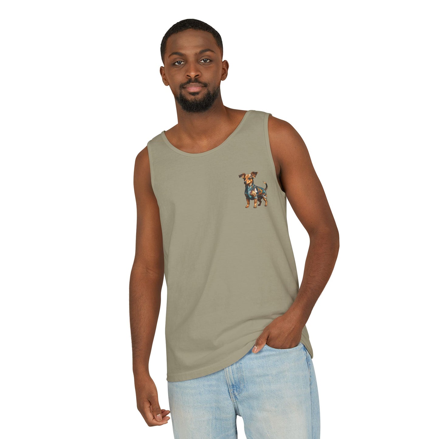 Polygon Style Pop Art Chiweenie Dog Dyed Tank Top - Pocket & Large Back Print