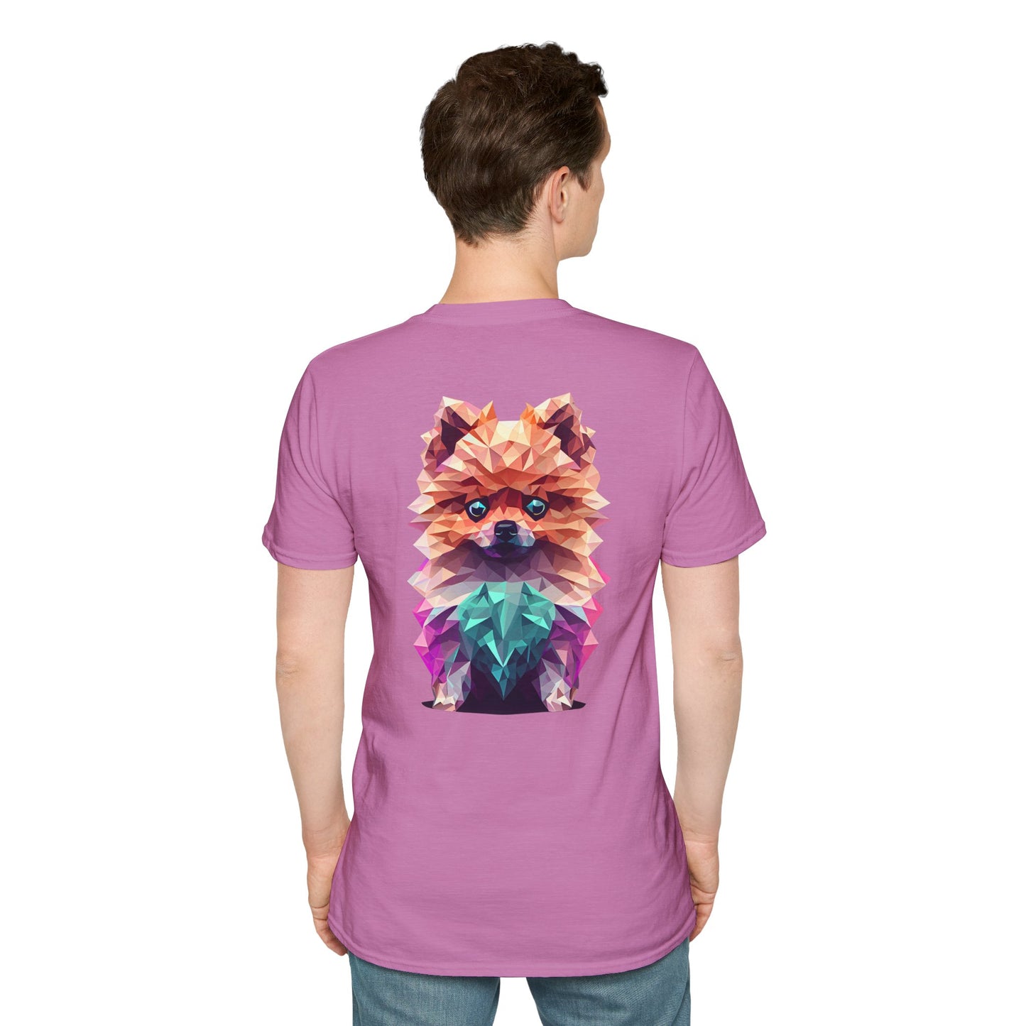 Polygon Pomeranian Dog T-Shirt - Pocket & Large Back Print