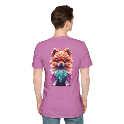 Polygon Pomeranian Dog T-Shirt - Pocket & Large Back Print