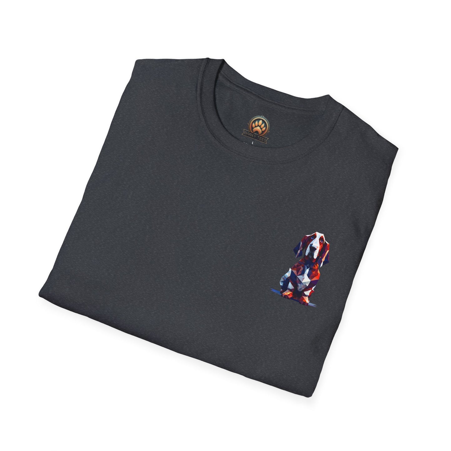 Polygon Style Pop Art Basset Hound T-Shirt - Pocket & Large Back Print