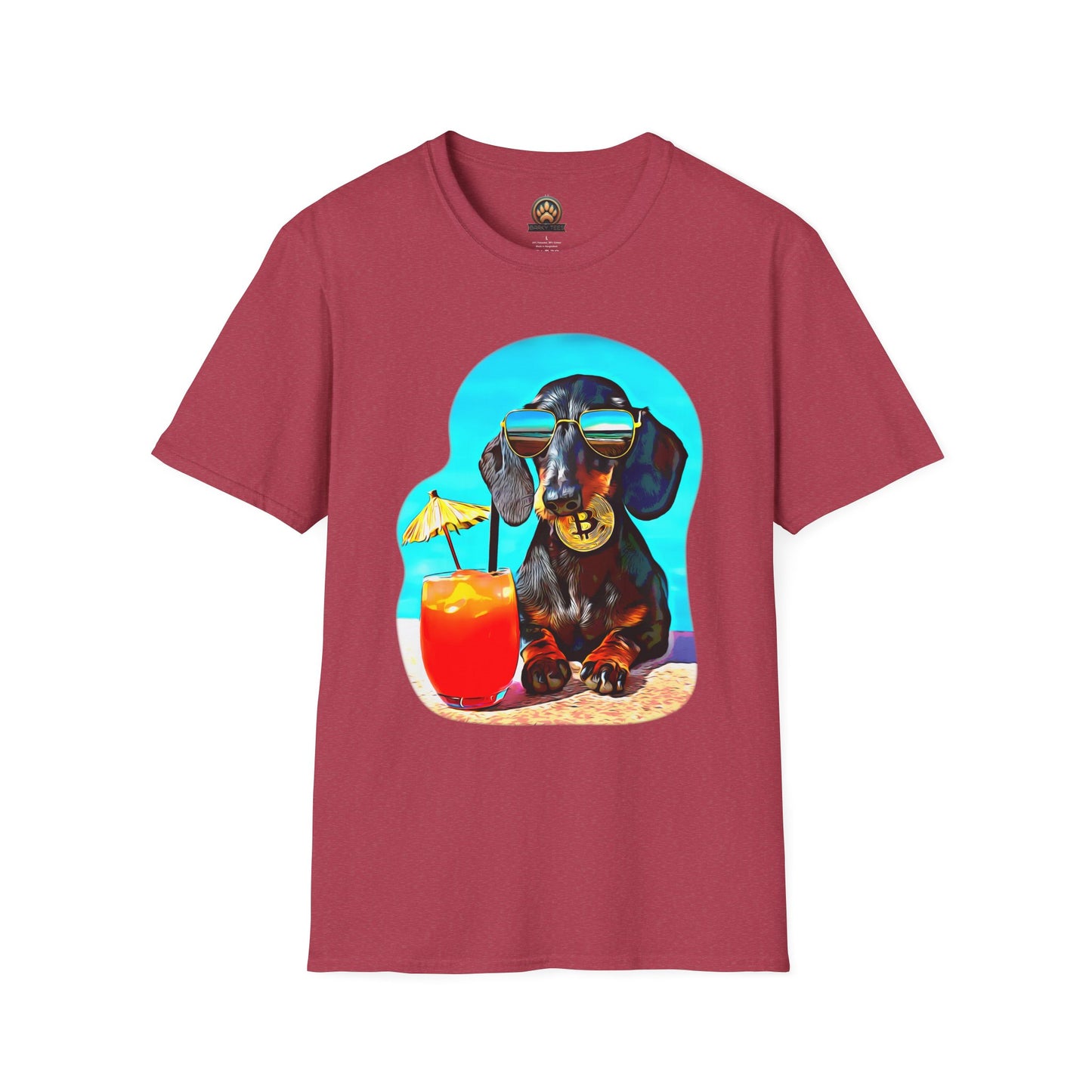 Bitcoin Dachshund Tee - Large Front Print