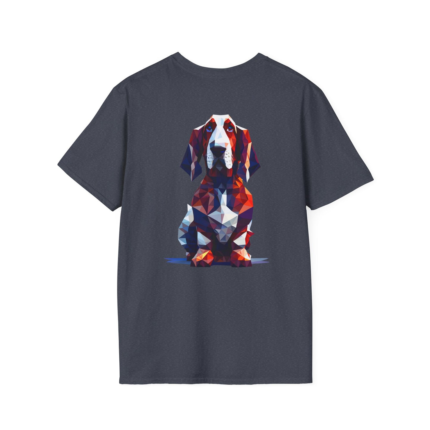 Polygon Style Pop Art Basset Hound T-Shirt - Pocket & Large Back Print