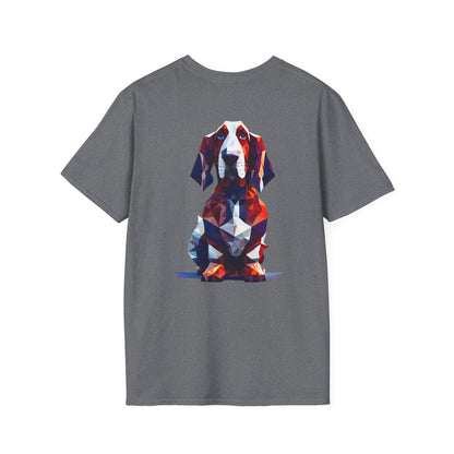 Polygon Style Pop Art Basset Hound T-Shirt - Pocket & Large Back Print