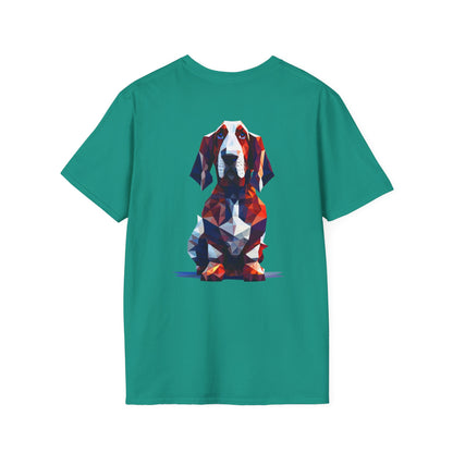 Polygon Style Pop Art Basset Hound T-Shirt - Pocket & Large Back Print