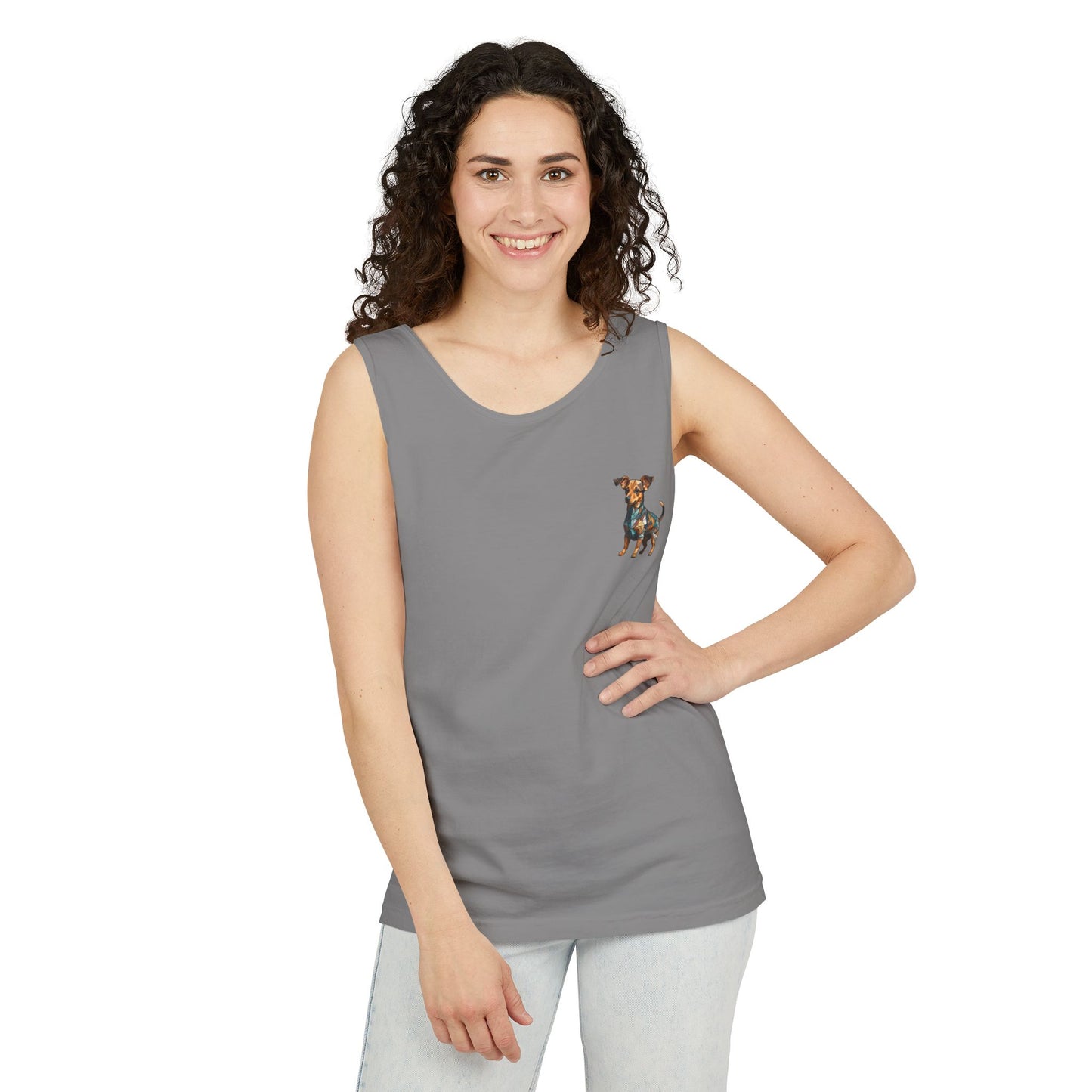 Polygon Style Pop Art Chiweenie Dog Tank Top - Front Pocket Print Only