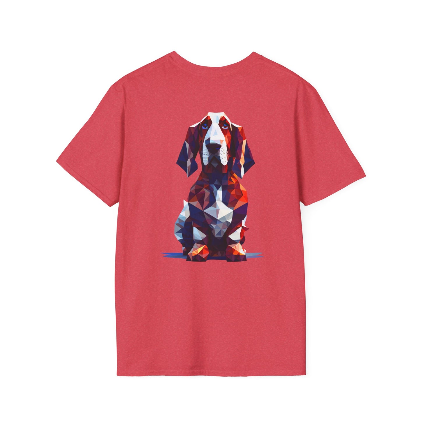 Polygon Style Pop Art Basset Hound T-Shirt - Pocket & Large Back Print