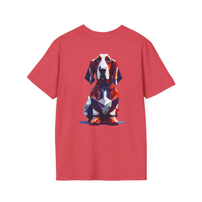 Polygon Style Pop Art Basset Hound T-Shirt - Pocket & Large Back Print