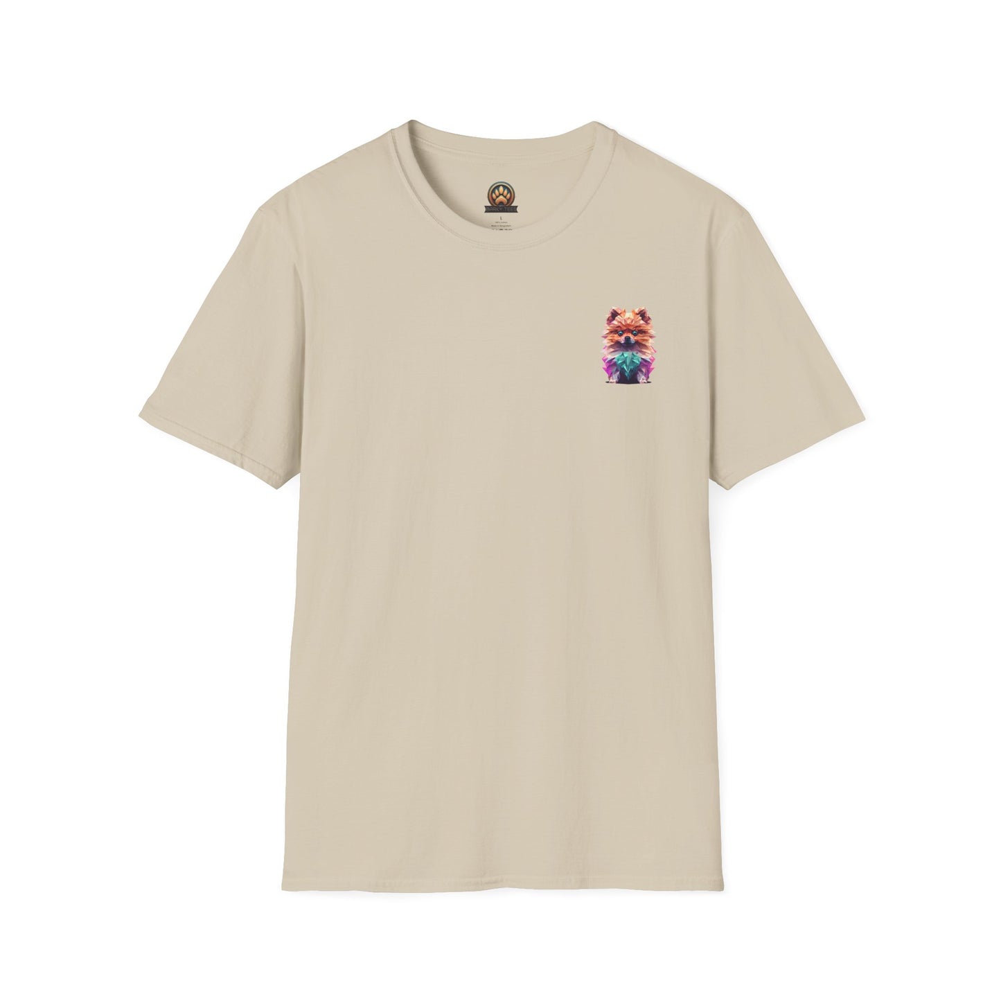 Polygon Pomeranian Dog T-Shirt - Pocket & Large Back Print