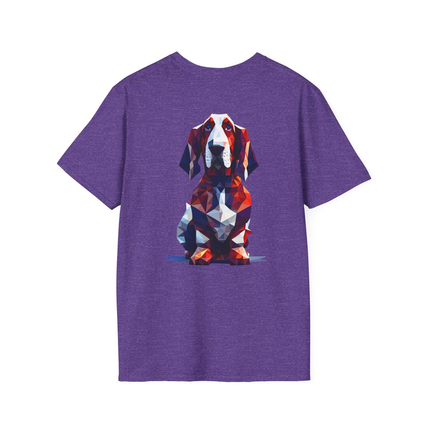 Polygon Style Pop Art Basset Hound T-Shirt - Pocket & Large Back Print
