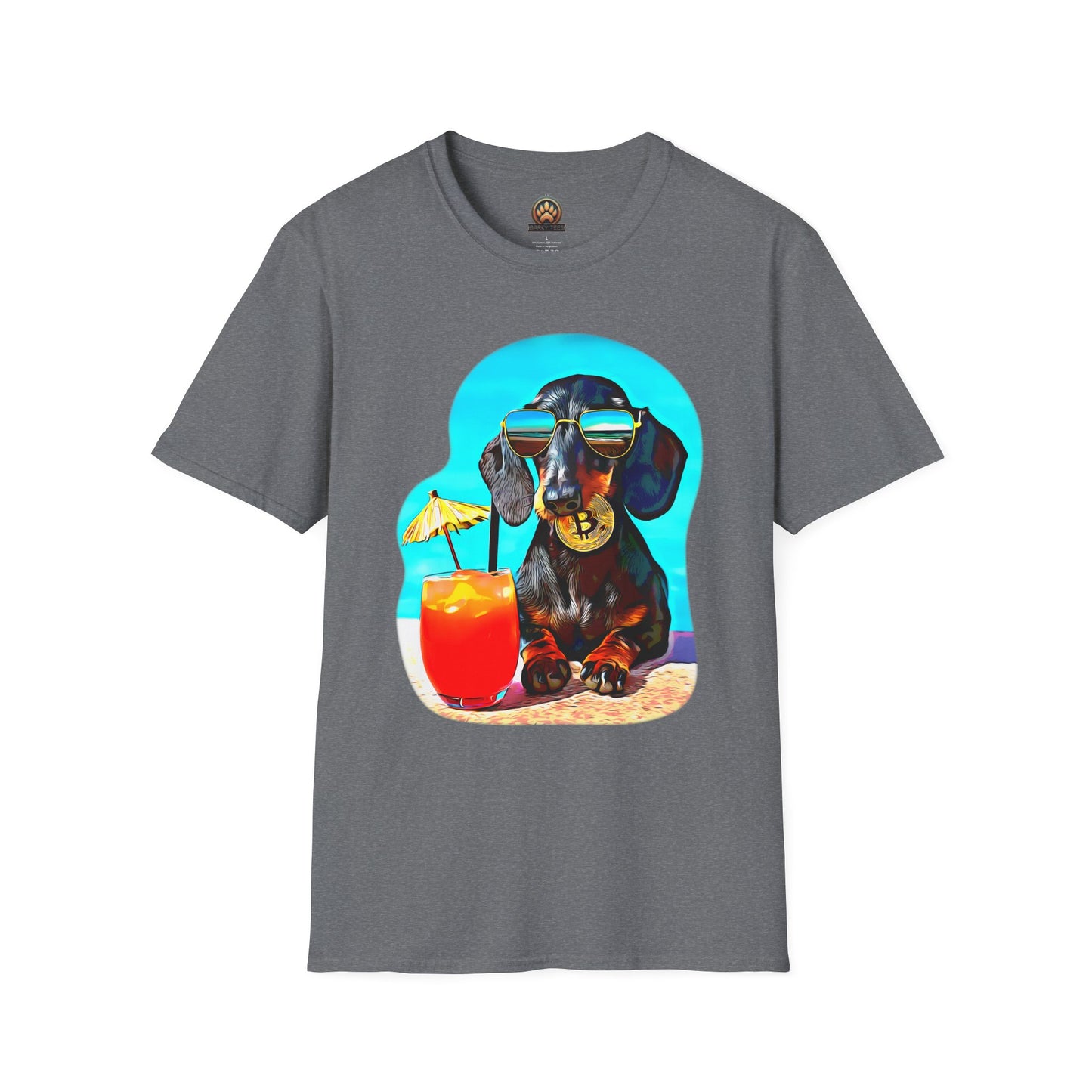 Bitcoin Dachshund Tee - Large Front Print