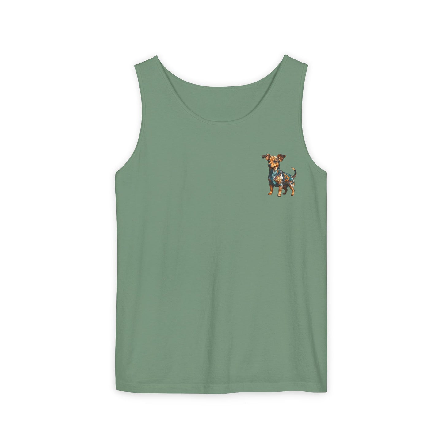 Polygon Style Pop Art Chiweenie Dog Dyed Tank Top - Pocket & Large Back Print