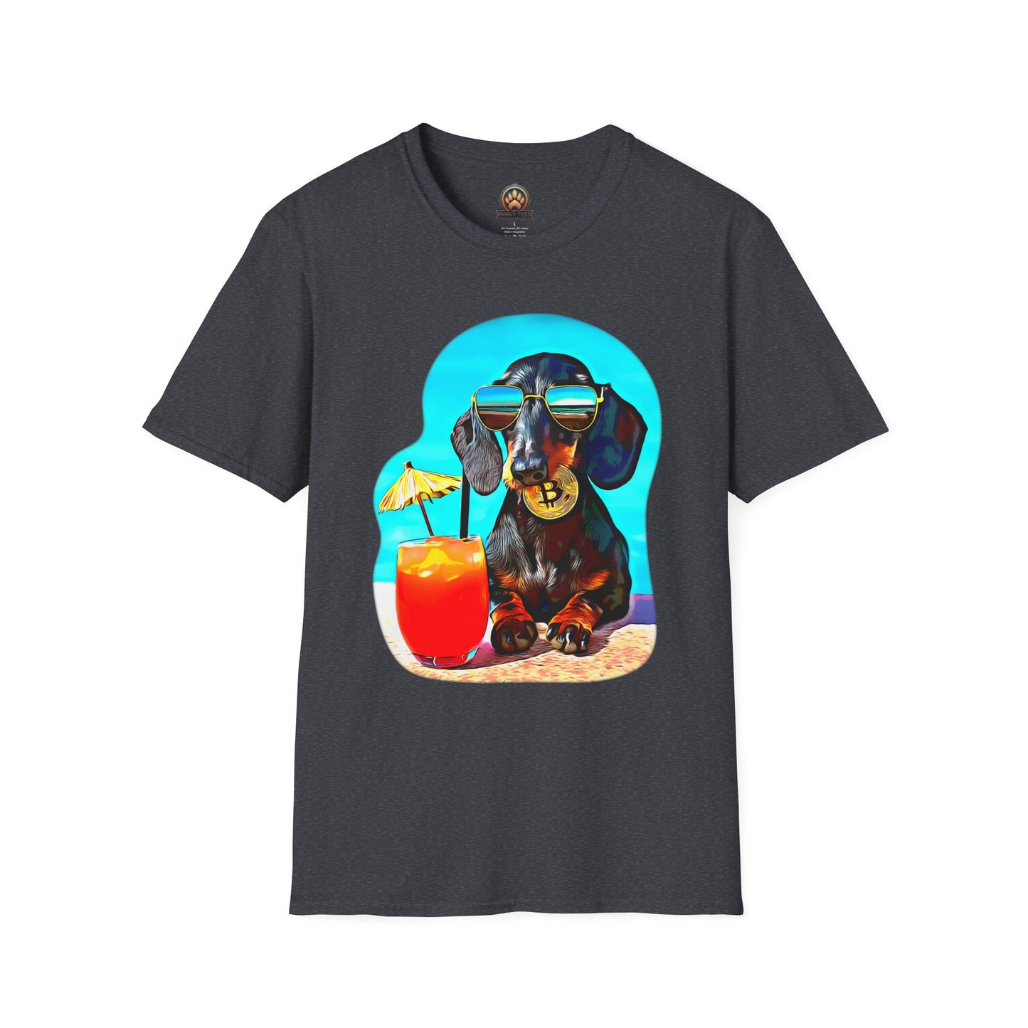 Bitcoin Dachshund Tee - Large Front Print