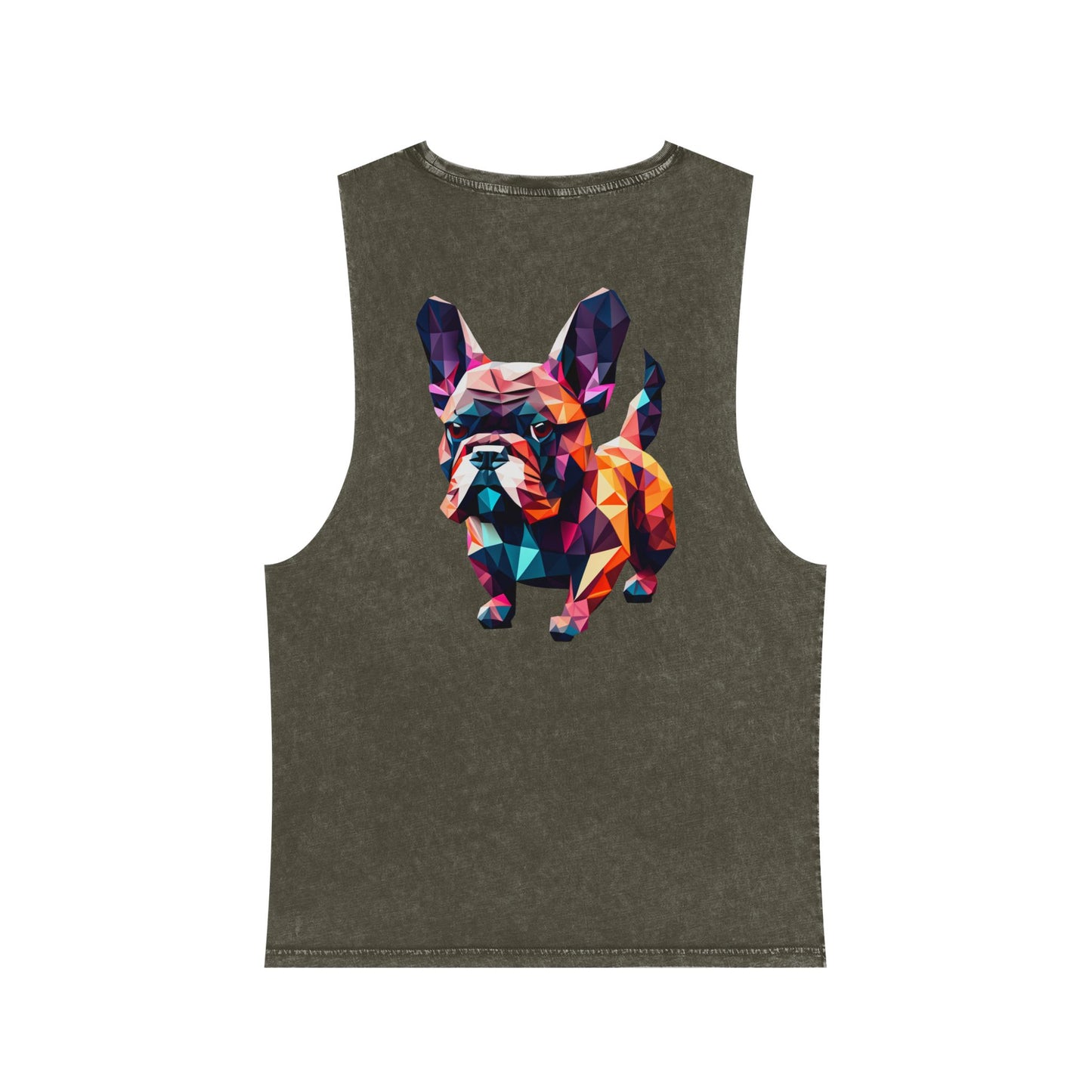 Polygon French Bulldog Stonewash Tank - Pocket & Large Back Print