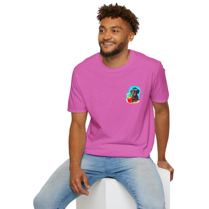 Bitcoin Dachshund Chillin Poolside T-Shirt - Pocket & Large Back Print
