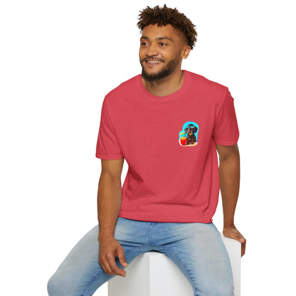Bitcoin Dachshund Chillin Poolside T-Shirt - Pocket & Large Back Print