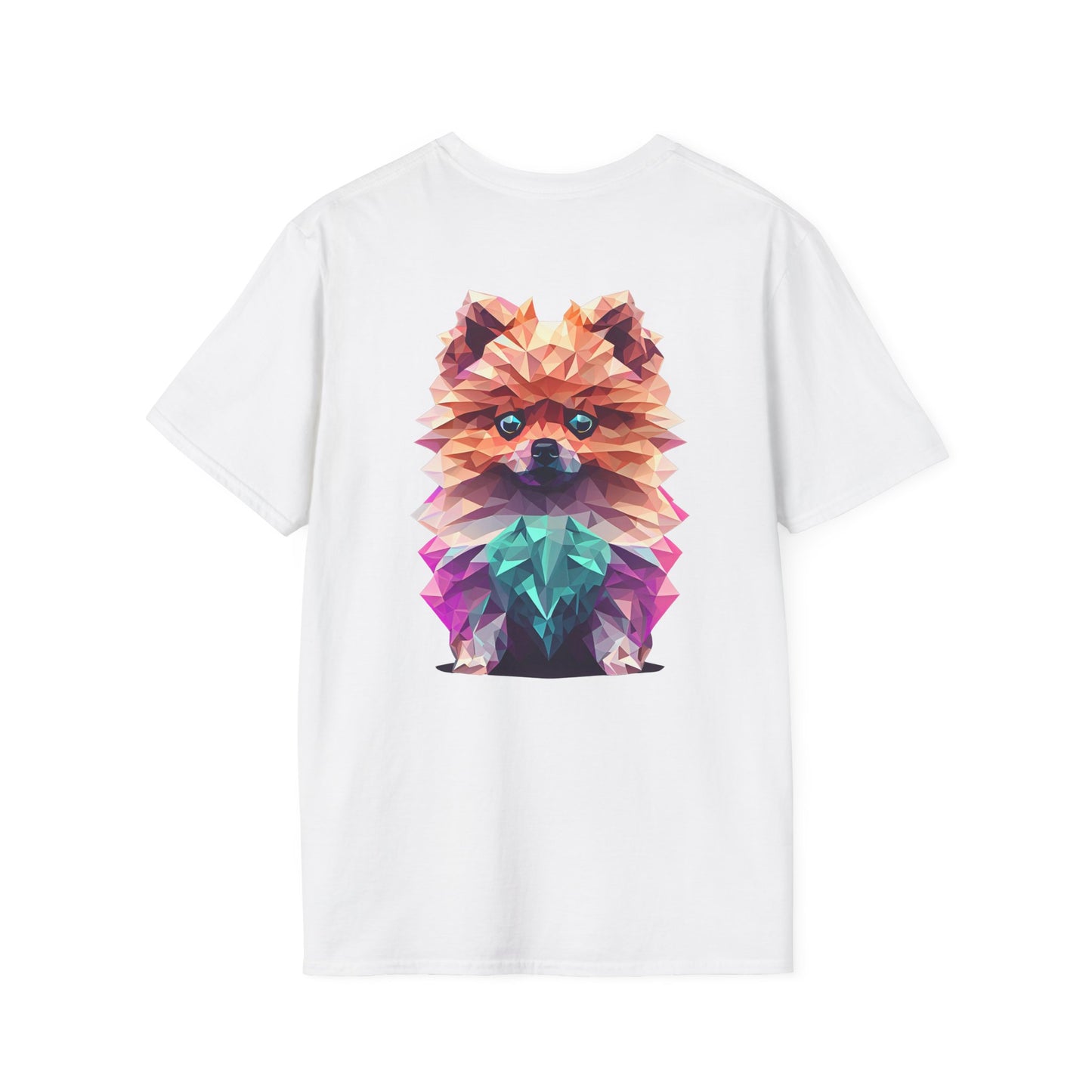 Polygon Pomeranian Dog T-Shirt - Pocket & Large Back Print