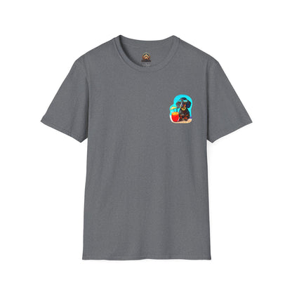Bitcoin Dachshund Chillin Poolside T-Shirt - Pocket & Large Back Print