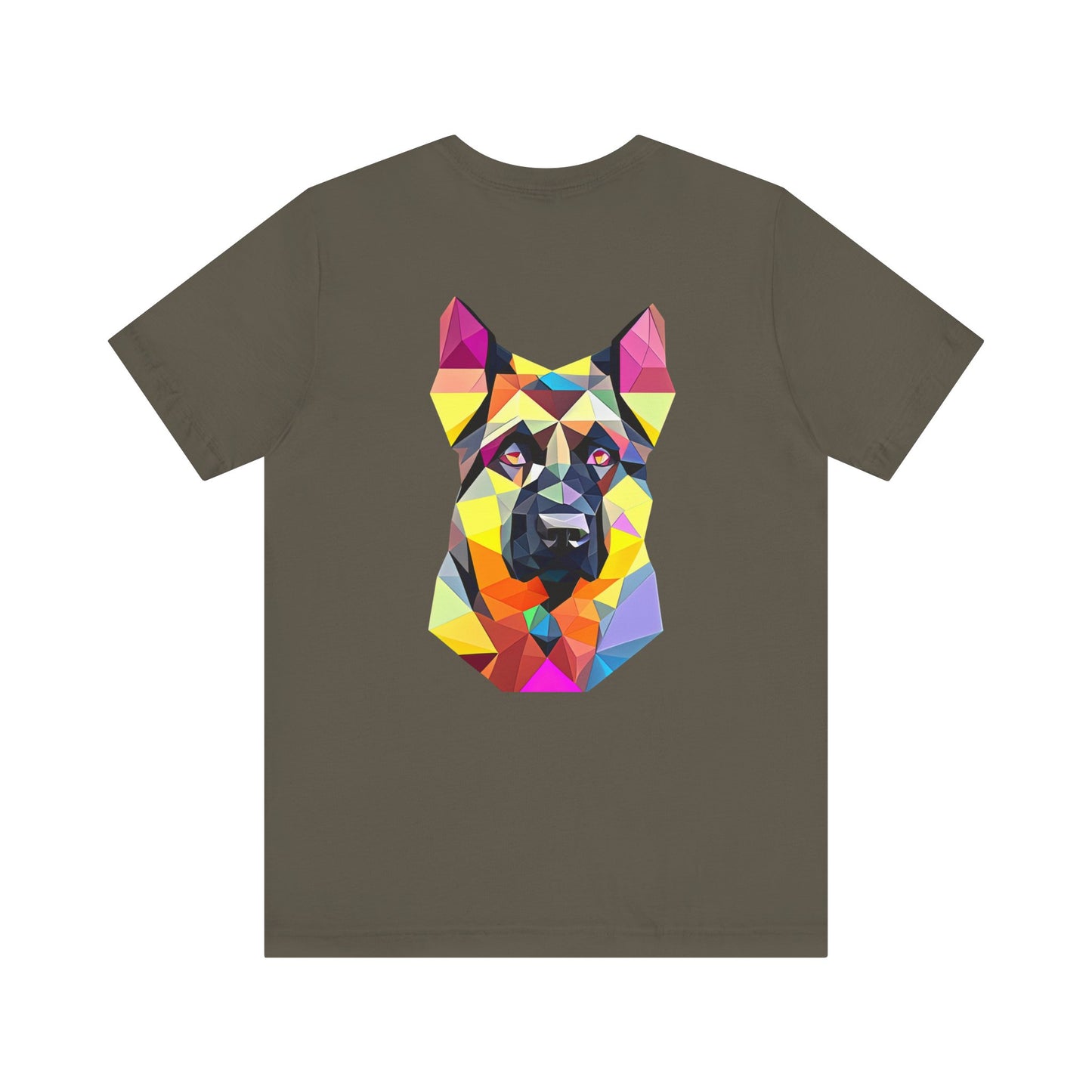 Polygon Style Pop Art German Shepherd Dog T-Shirt - Pocket & Large Back Print