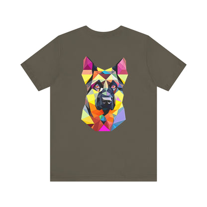 Polygon Style Pop Art German Shepherd Dog T-Shirt - Pocket & Large Back Print