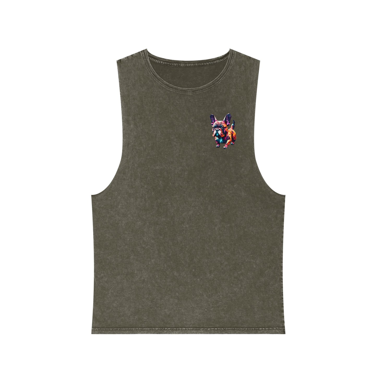 Polygon French Bulldog Stonewash Tank - Pocket & Large Back Print