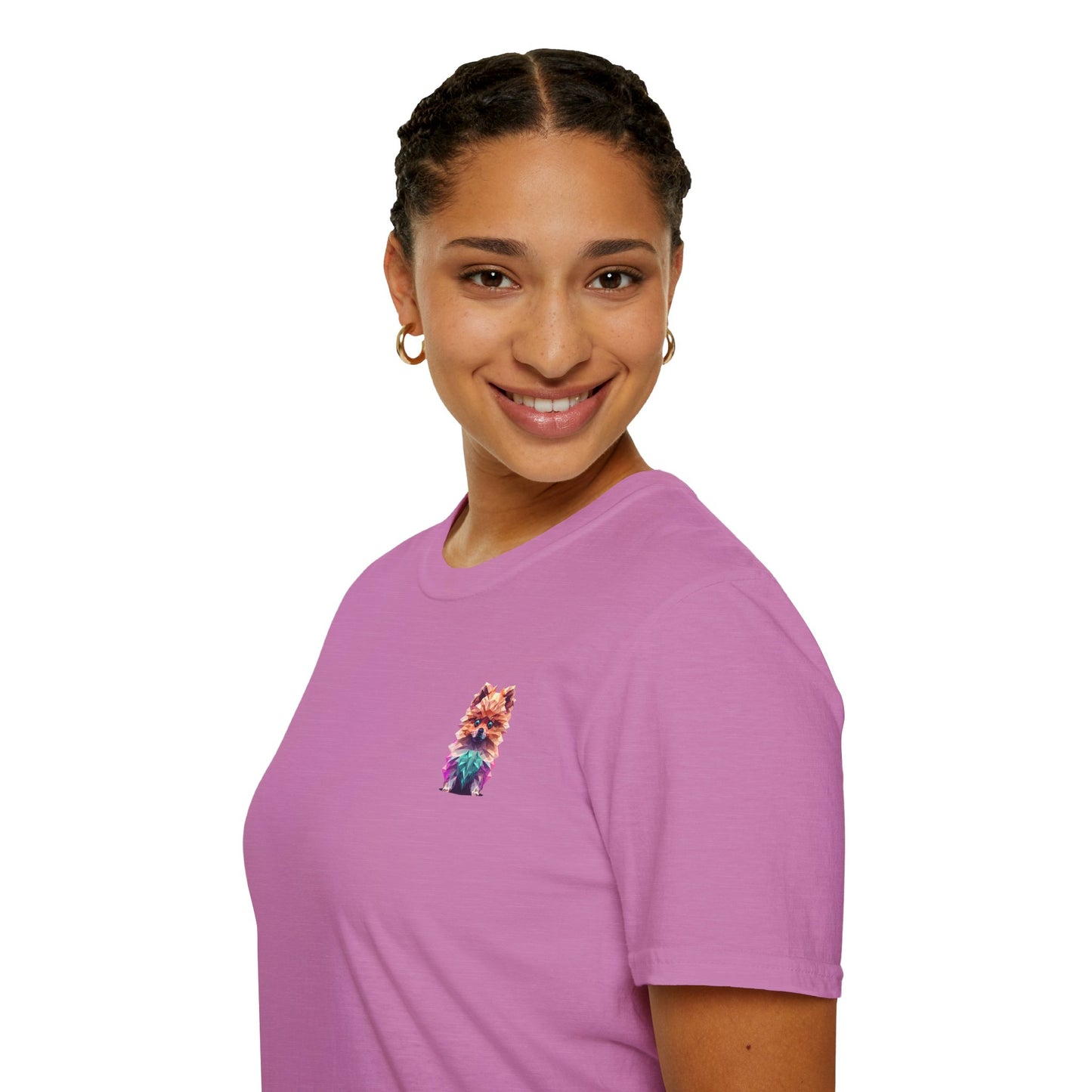 Polygon Pomeranian Dog T-Shirt - Pocket & Large Back Print