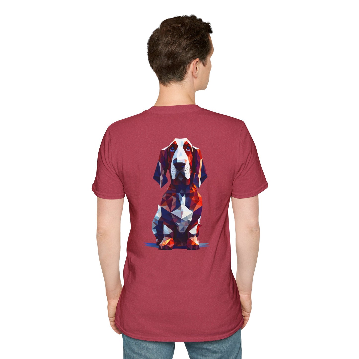 Polygon Style Pop Art Basset Hound T-Shirt - Pocket & Large Back Print