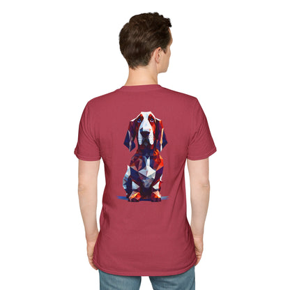 Polygon Style Pop Art Basset Hound T-Shirt - Pocket & Large Back Print