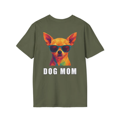 Dog Mom Tee – Polygon Chihuahua Edition - Pocket Logo and Large Back Print