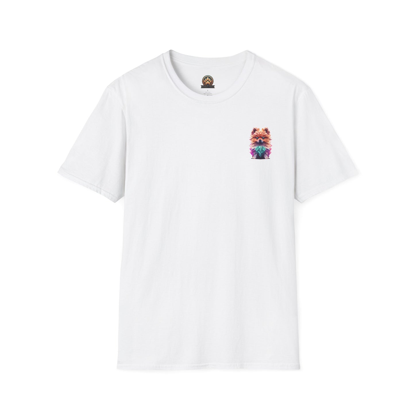 Polygon Pomeranian Dog T-Shirt - Pocket & Large Back Print