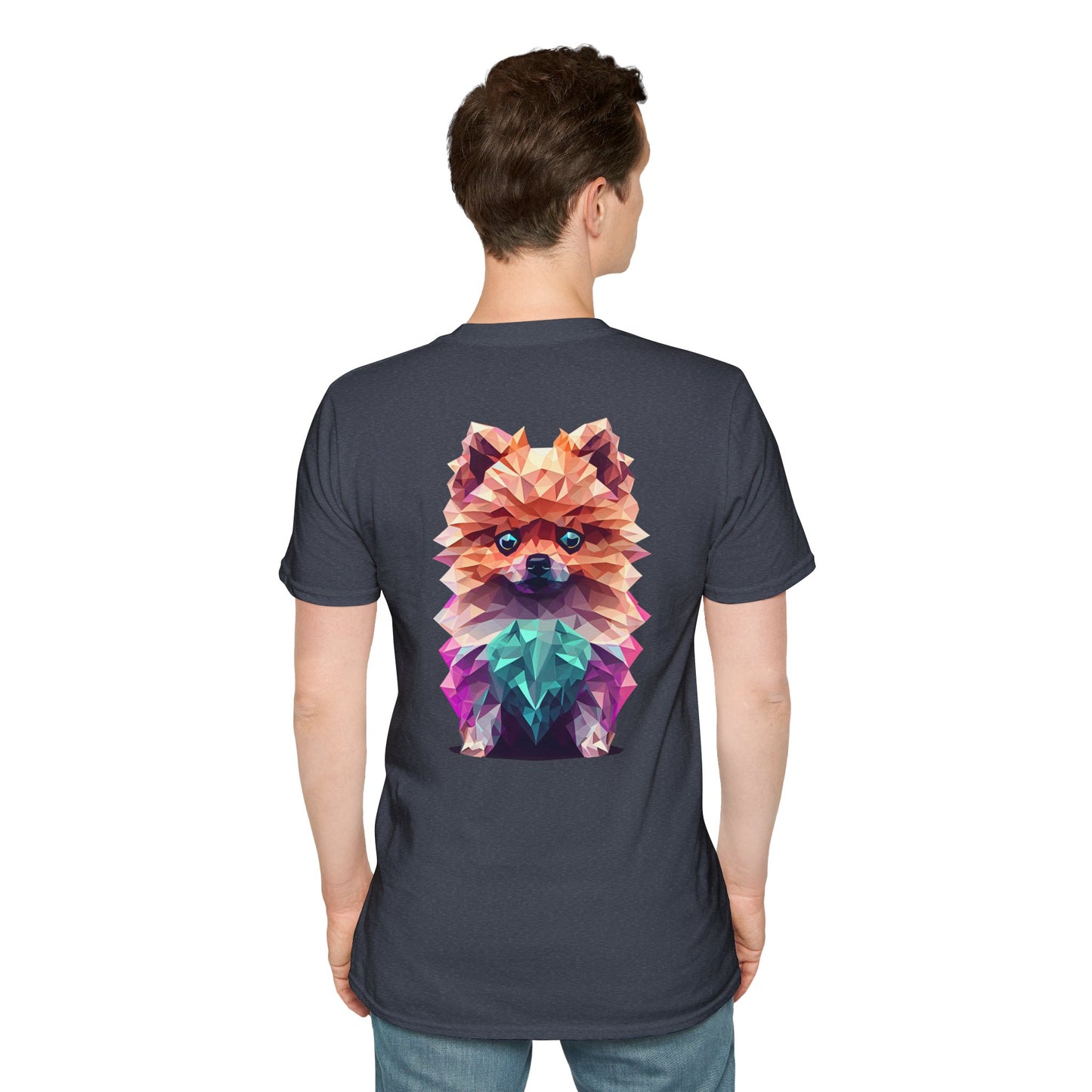 Polygon Pomeranian Dog T-Shirt - Pocket & Large Back Print