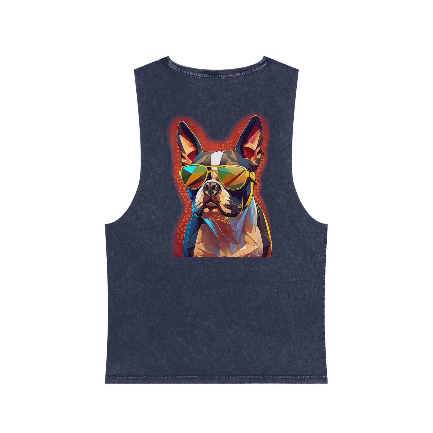 Shady Boston Terrier with sunglasses vibing Tank-Top - Pocket & Large Back Print