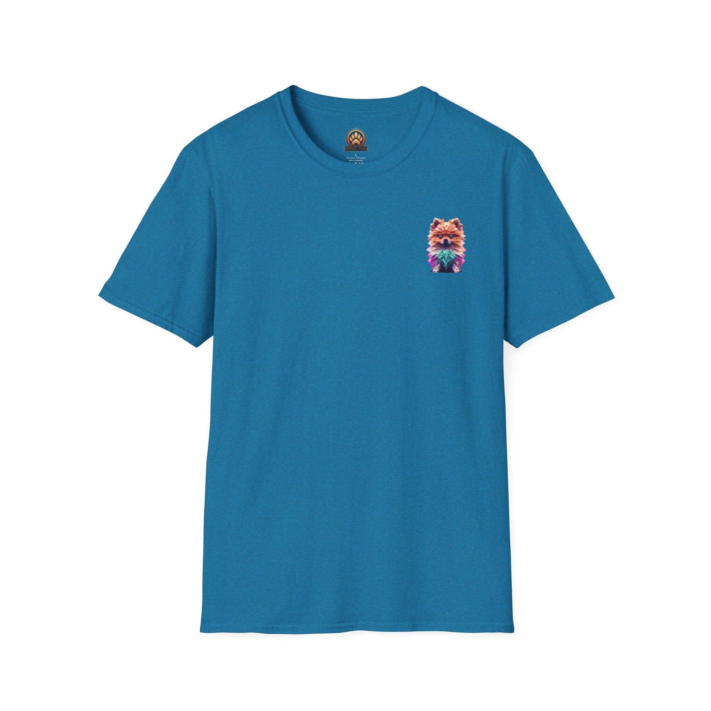 Polygon Pomeranian Dog T-Shirt - Pocket & Large Back Print