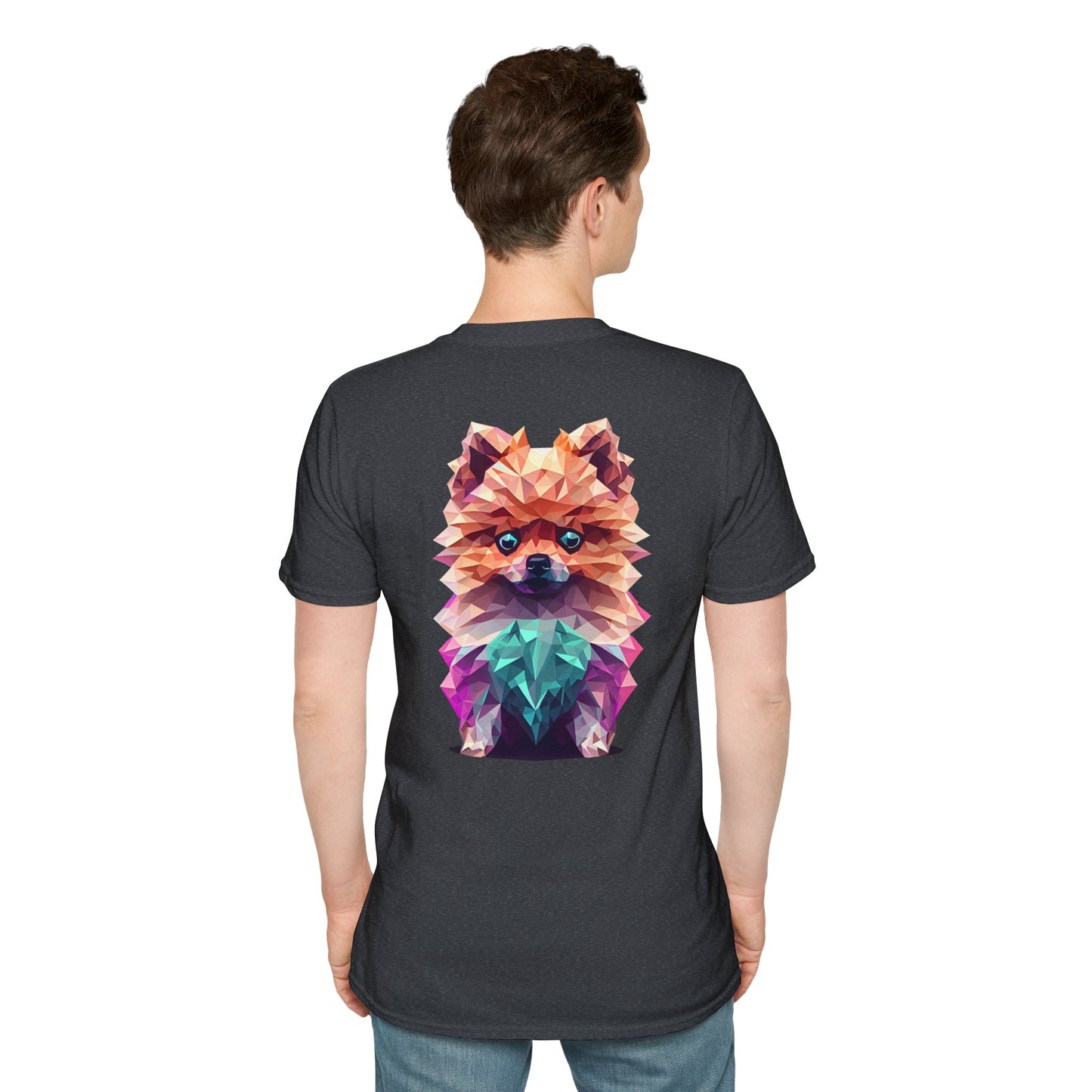 Polygon Pomeranian Dog T-Shirt - Pocket & Large Back Print