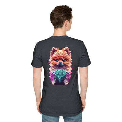 Polygon Pomeranian Dog T-Shirt - Pocket & Large Back Print