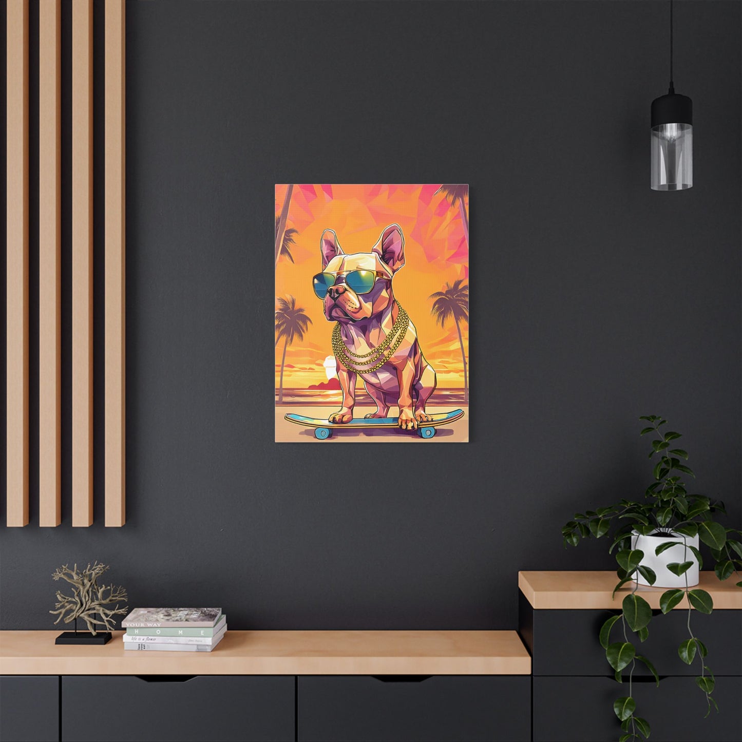 Polygon Style French Bull Dog Skater Canvas