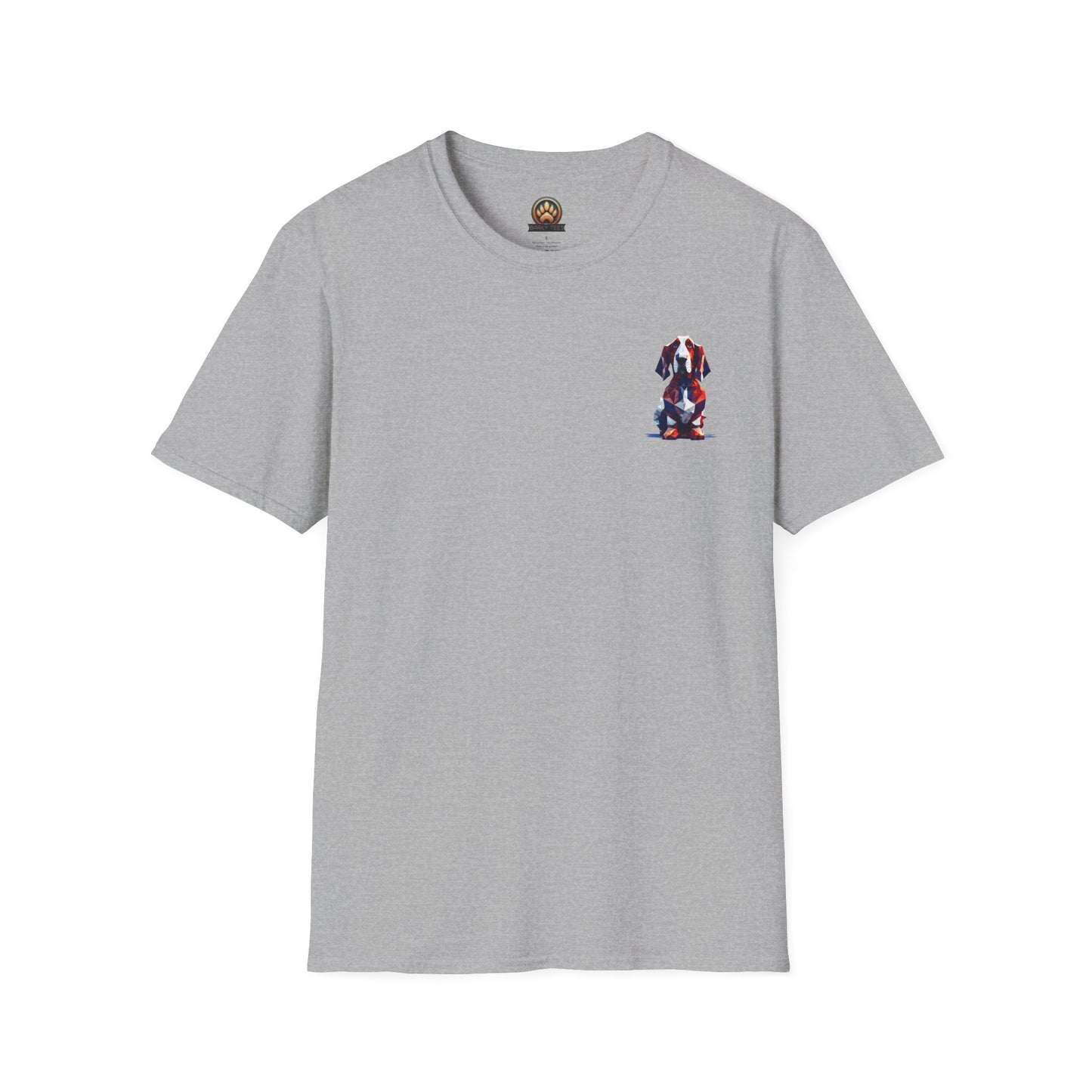 Polygon Style Pop Art Basset Hound T-Shirt - Pocket & Large Back Print