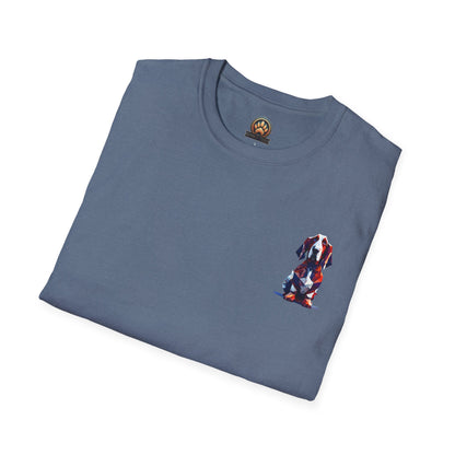 Polygon Style Pop Art Basset Hound T-Shirt - Pocket & Large Back Print