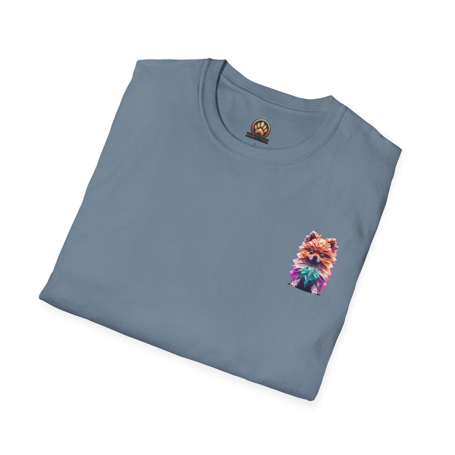 Polygon Pomeranian Dog T-Shirt - Pocket & Large Back Print