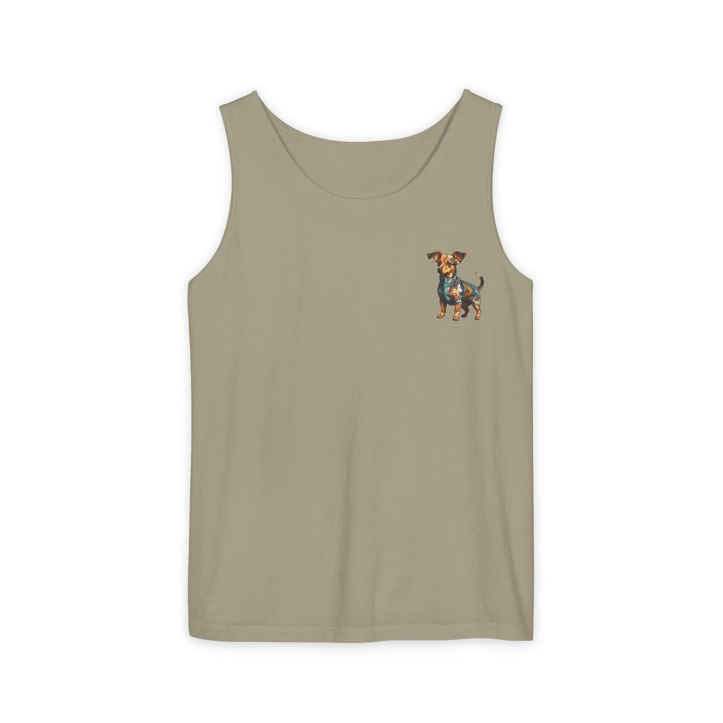 Polygon Style Pop Art Chiweenie Dog Dyed Tank Top - Pocket & Large Back Print