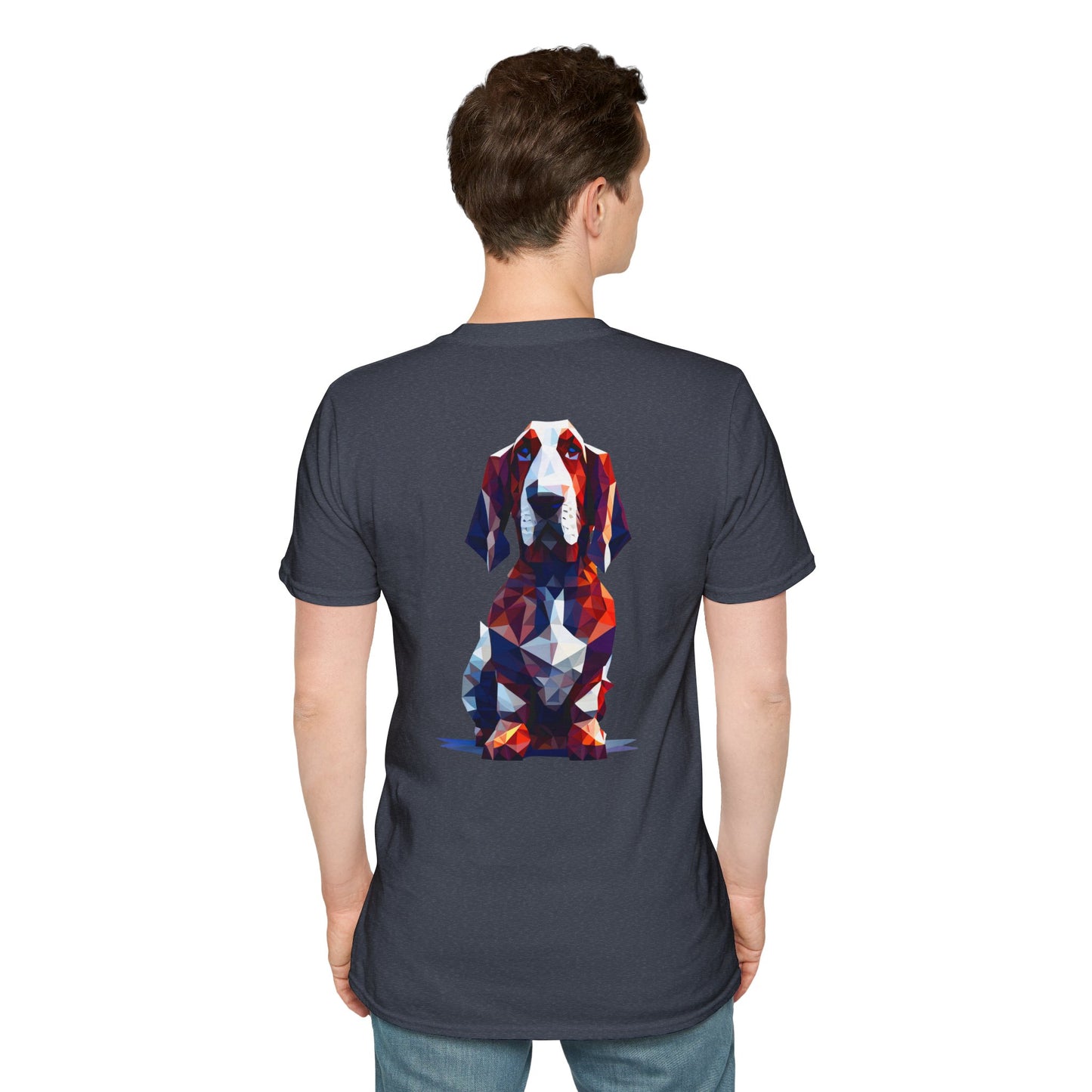 Polygon Style Pop Art Basset Hound T-Shirt - Pocket & Large Back Print