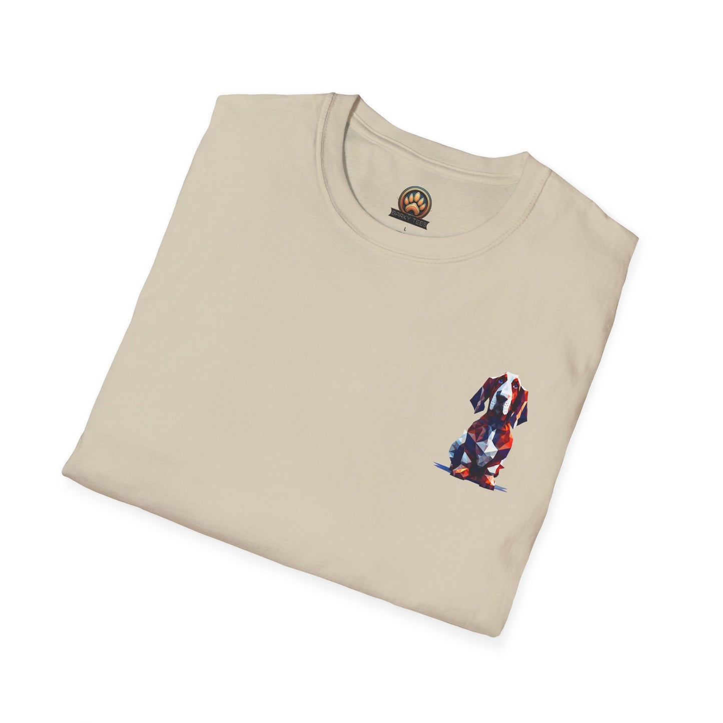 Polygon Style Pop Art Basset Hound T-Shirt - Pocket & Large Back Print