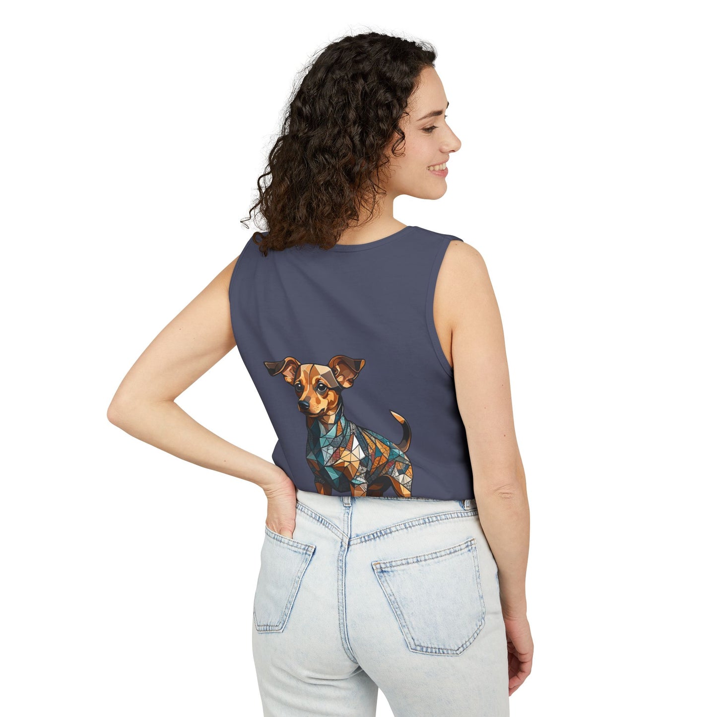 Polygon Style Pop Art Chiweenie Dog Dyed Tank Top - Pocket & Large Back Print